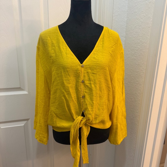 💛 Mango Oversized V-Neck Blouse – Size 6 - Picture 1 of 9